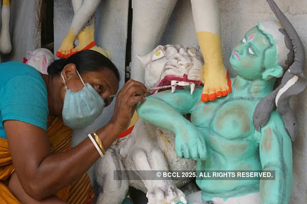 Devotees celebrate Durga Puja with COVID-19 safety protocols