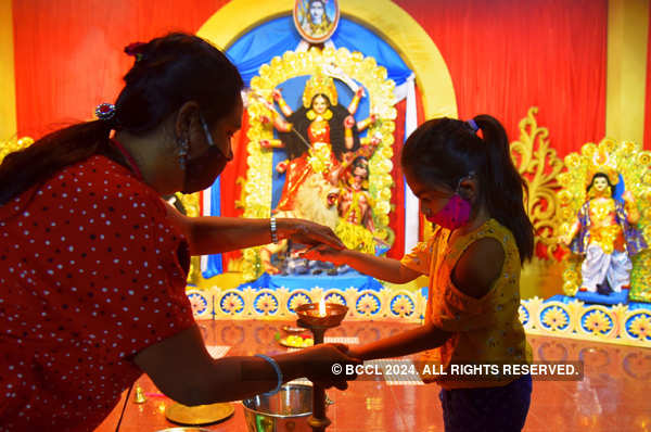 Devotees celebrate Durga Puja with COVID-19 safety protocols