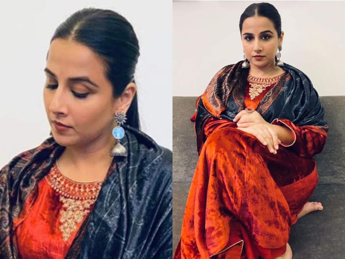 Vidya Balans Red Velvet Kurta Is Perfect For Your First Karwachauth