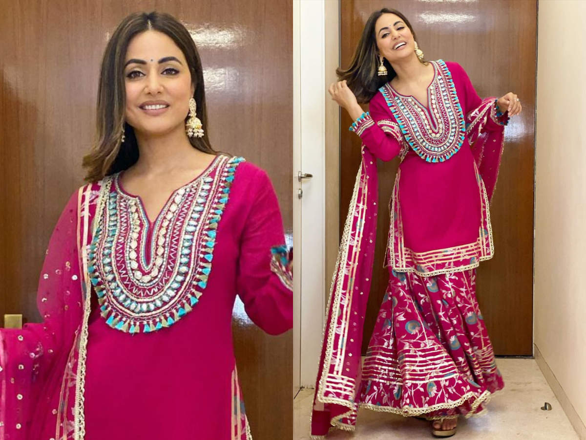 Hina Khan's rani pink sharara set is ...