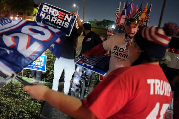 Viral pictures of nail-biting scenes from election results in the United States