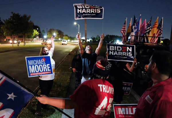 Viral pictures of nail-biting scenes from election results in the United States