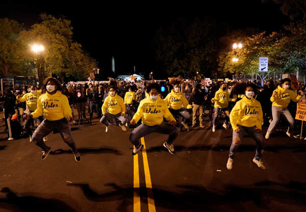 Viral pictures of nail-biting scenes from election results in the United States