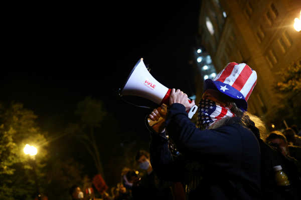 Viral pictures of nail-biting scenes from election results in the United States