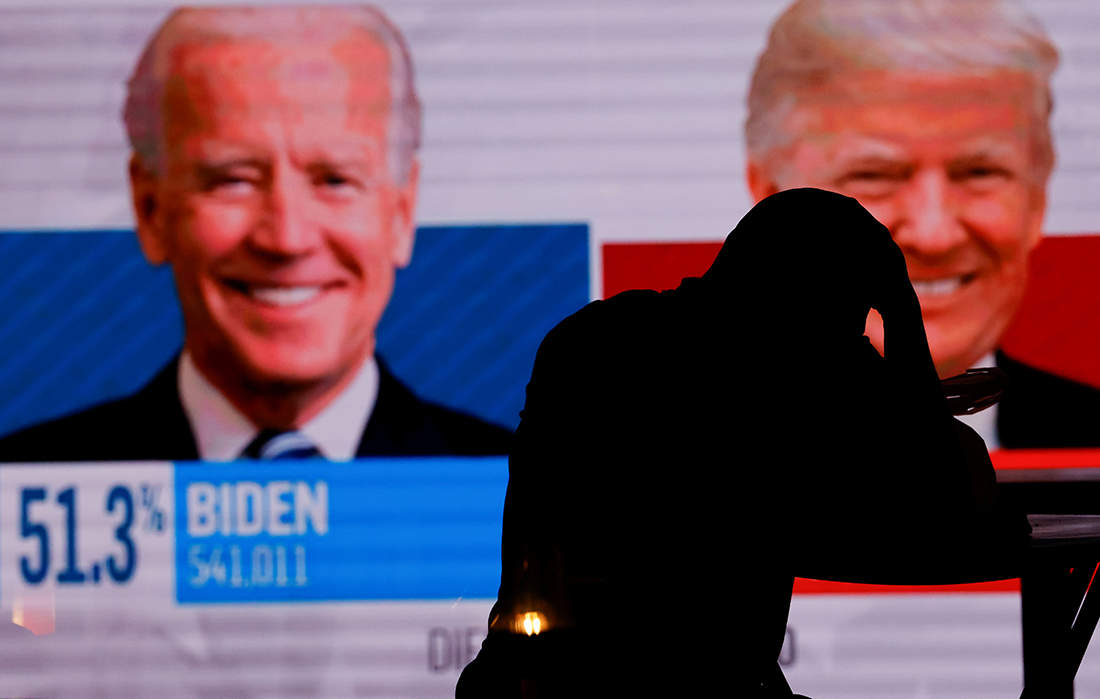 Viral pictures of nail-biting scenes from election results in the United States