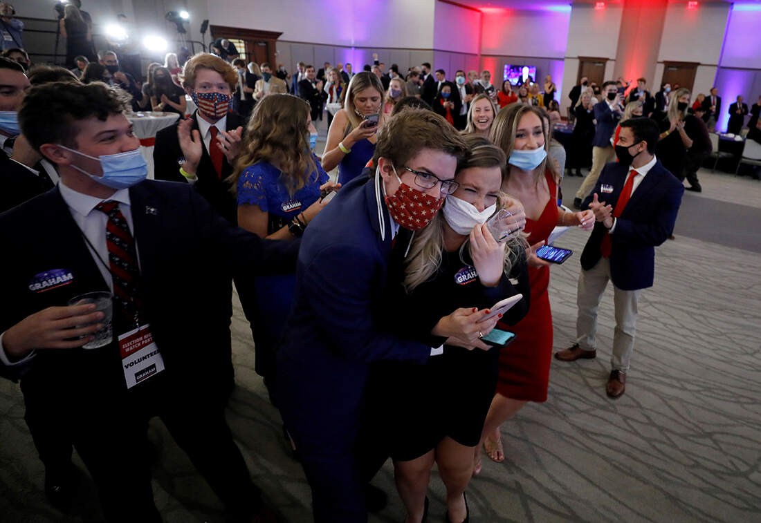 Viral pictures of nail-biting scenes from election results in the United States