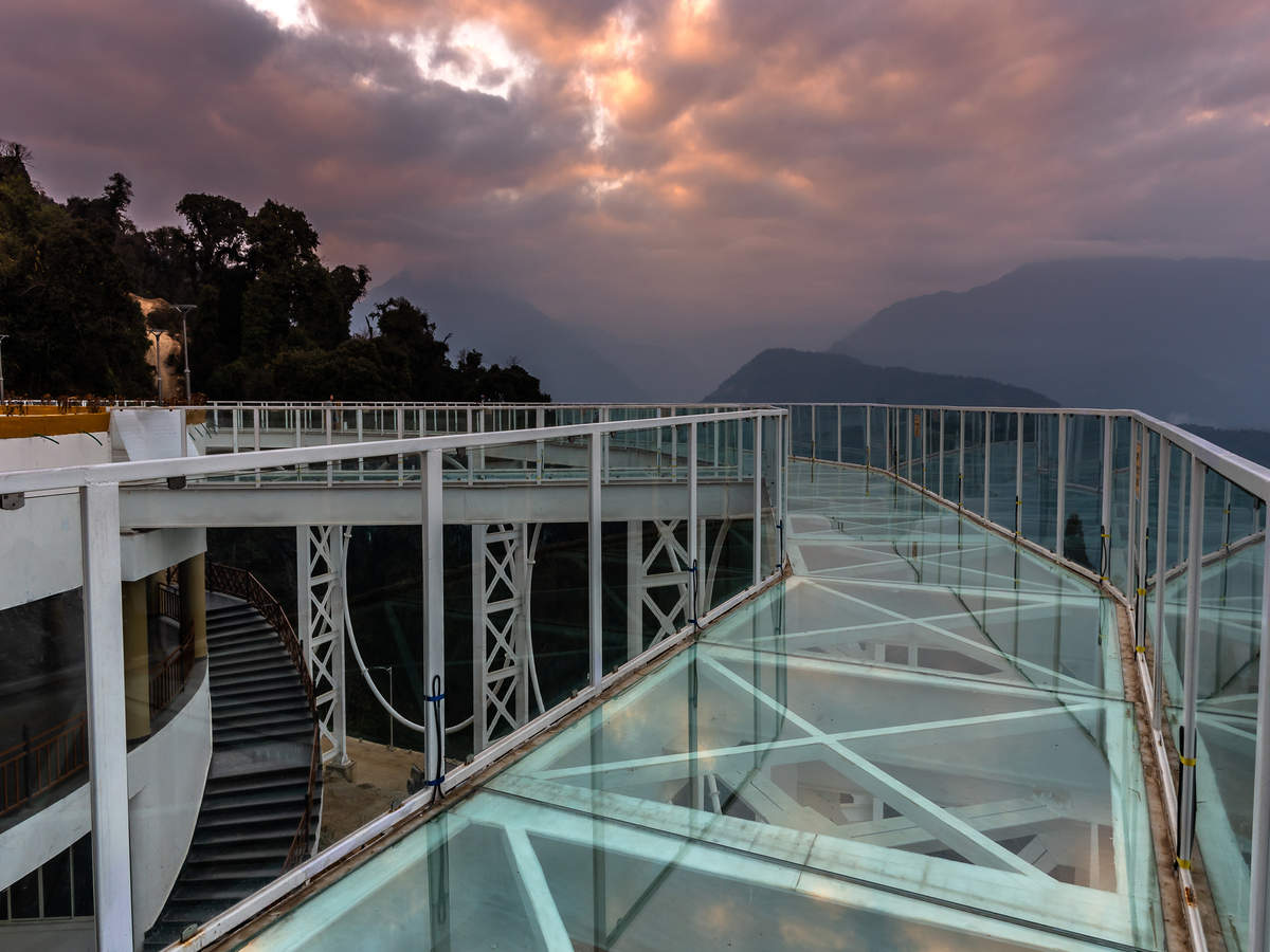 First Glass Skywalk in India: Sikkim glass Skywalk polled above the mist-clad mountains of Pelling which was inaugurated in 2018. 