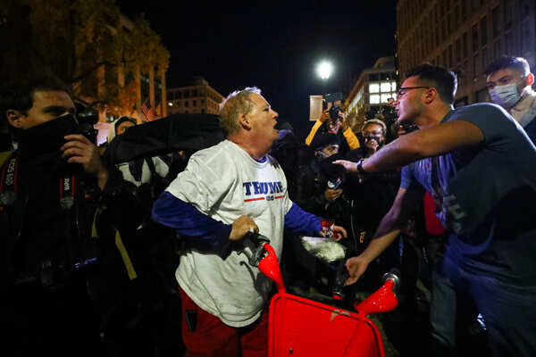 Clashes break out between Trump supporters and counter-protesters