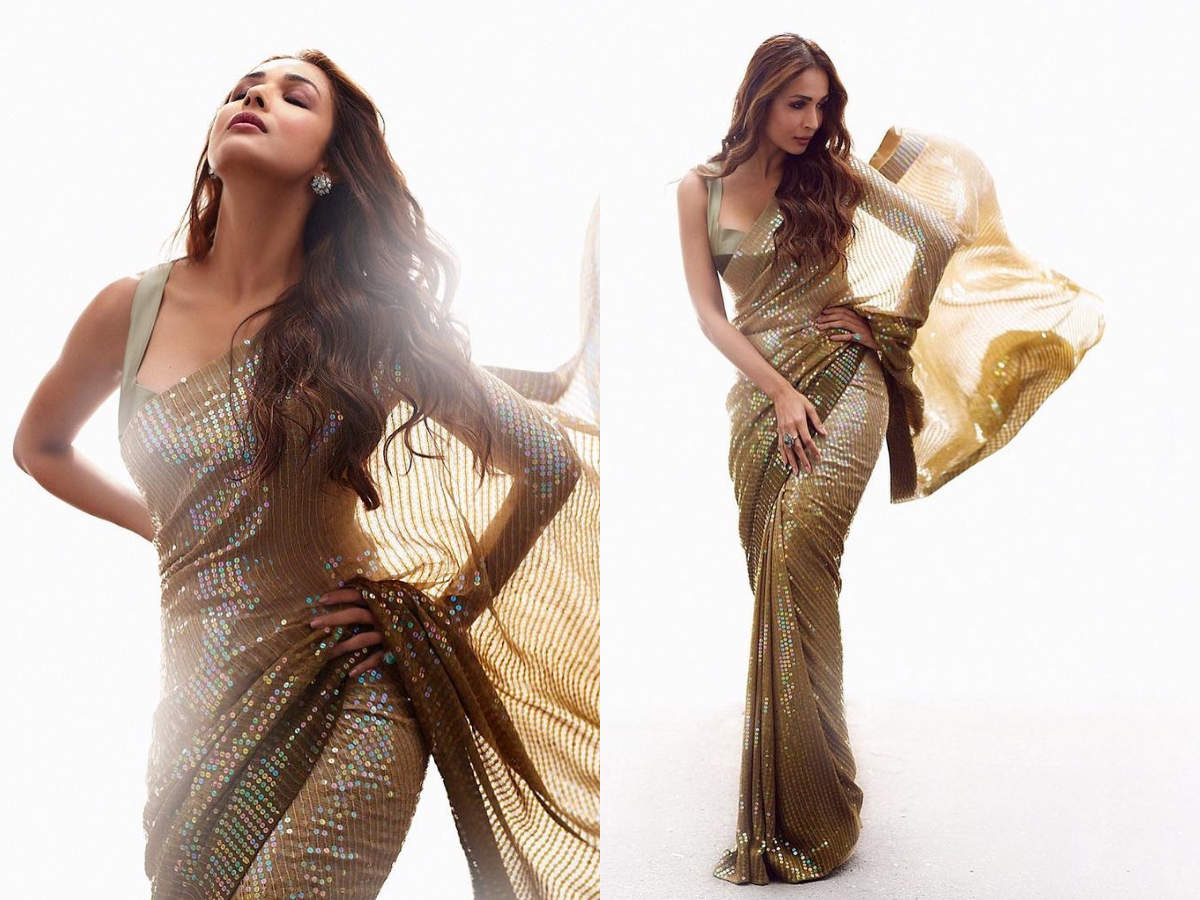 Malaika Arora ombre sequinned sari