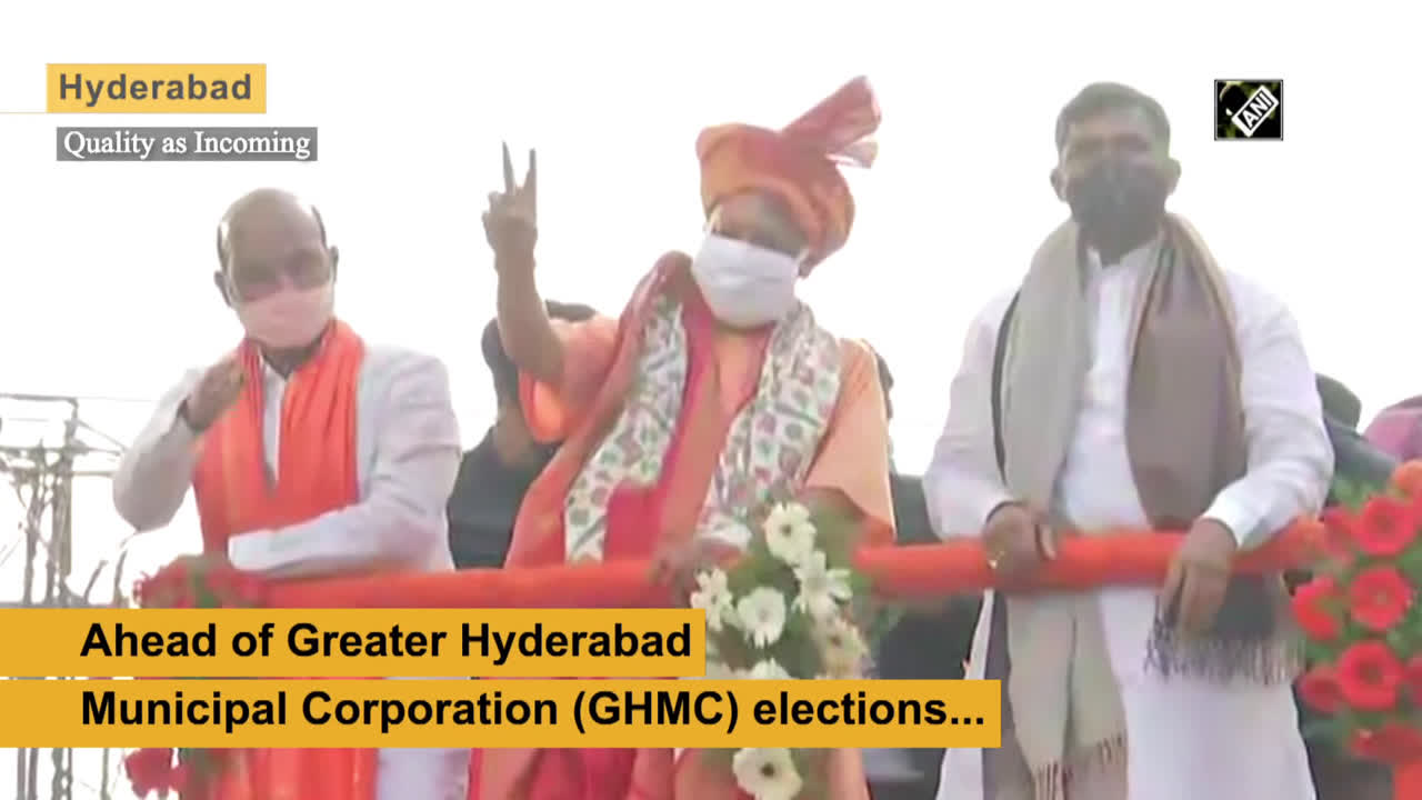 GHMC elections: CM Yogi holds massive roadshow in Hyderabad