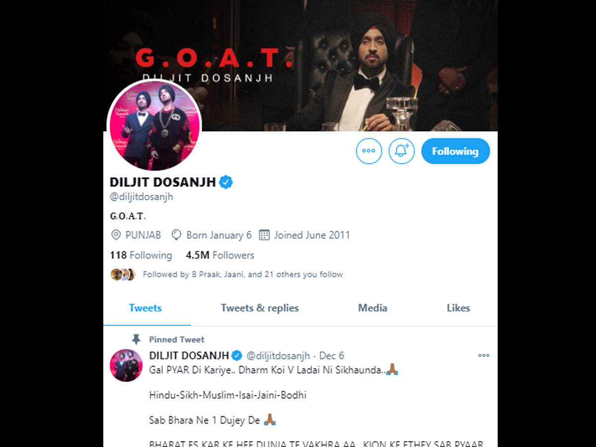 Diljit Dosanjh Warns Fans Of A Fake Twitter Account In His Name Punjabi Movie News Times Of India