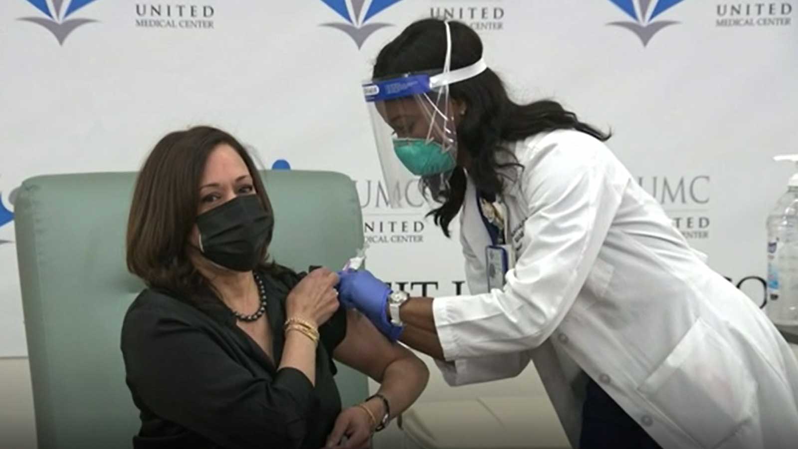 US Vice Presidentelect Kamala Harris gets Moderna Covid19 vaccine