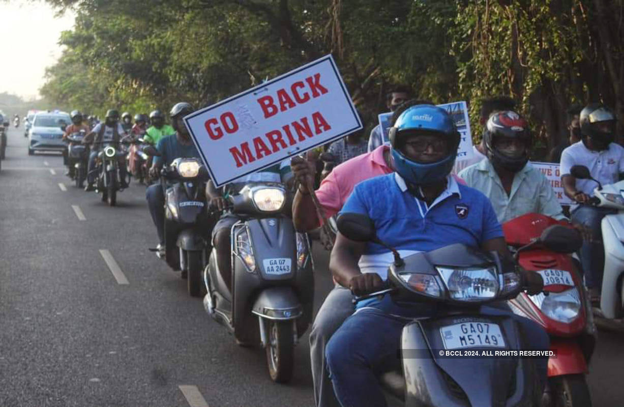 A bike rally held to protest against the marinas