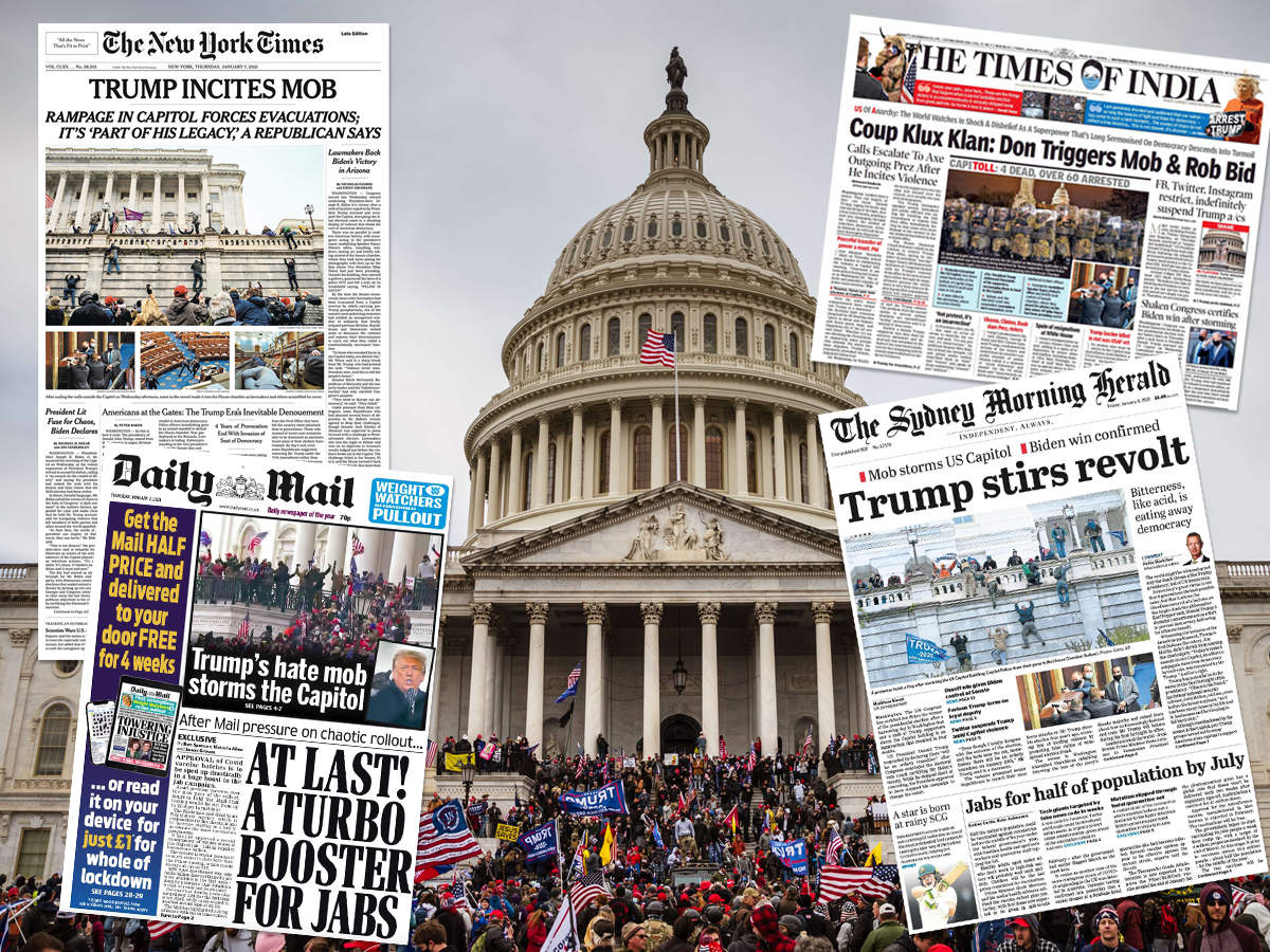 Newspapers Front Pages After Trump Mob Storms Capitol