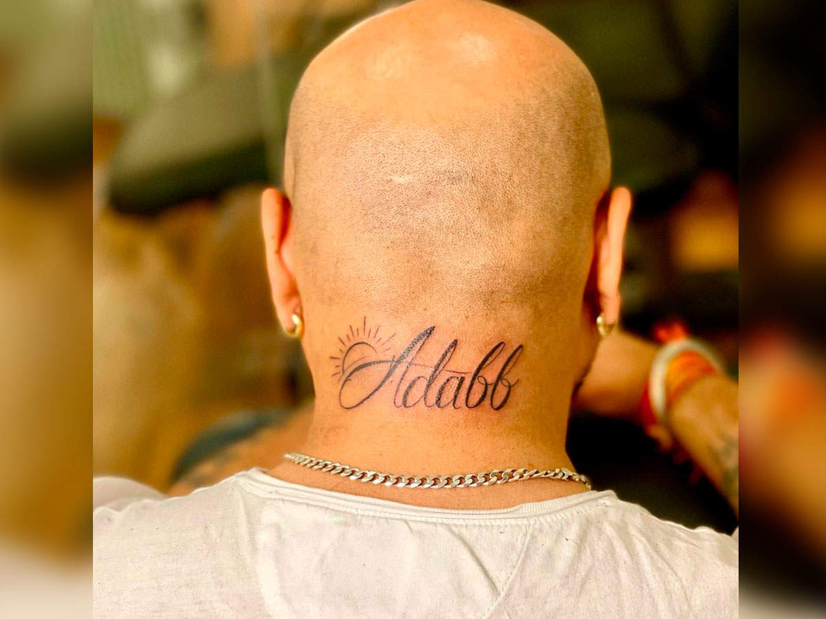 Inked B Praak Gets Son Adabb S Name Tattooed On The Nape Of His Neck