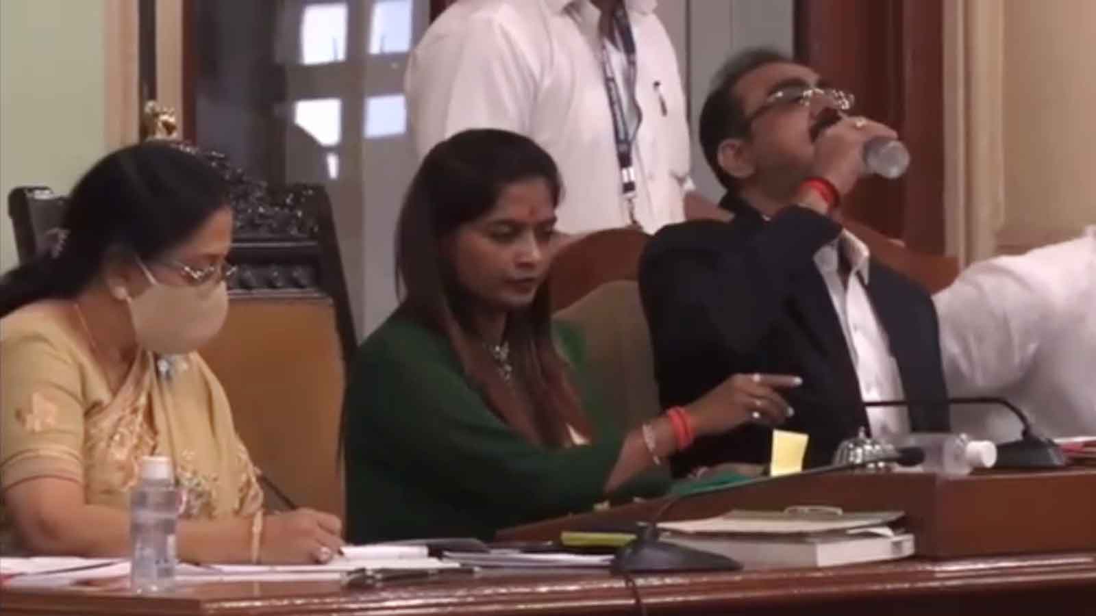 On cam: Official drinks sanitiser by mistake while presenting BMC's education budget