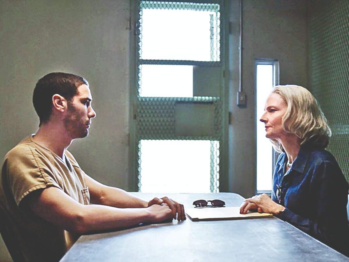 Tahar Rahim and Jodie Foster in an intense scene from the movie 'The Mauritanian'