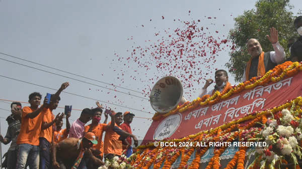 Amit Shah holds massive roadshow in Bengal's Nandigram