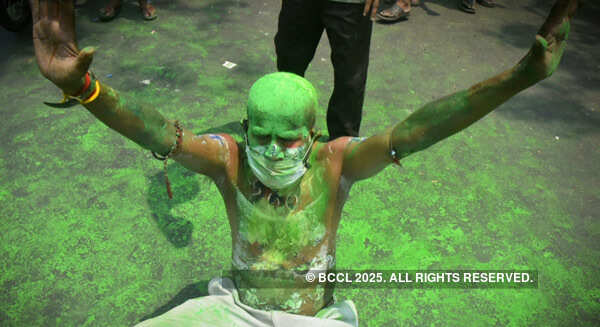 These pictures show the victory celebration of TMC workers in West Bengal