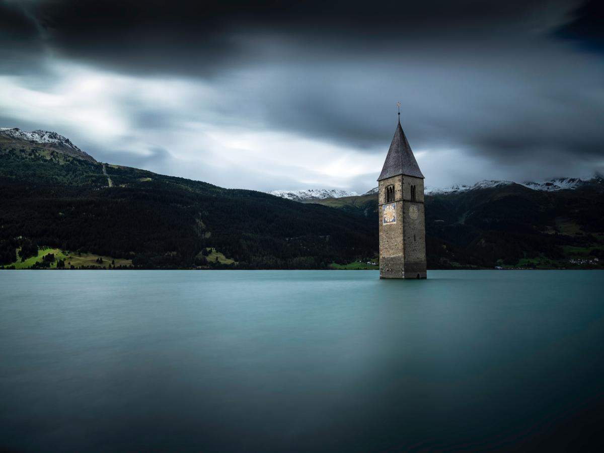 An Italian village that was once under water has now reappeared dramatically