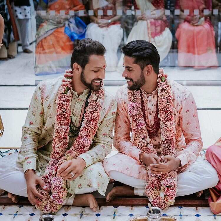 @amit_aatma in the Abhivira Kurta set & @mad_adiyoo in the Amartya Kurta set, with their mothers in lovely ensembles from our ready-to-wear line. 💖