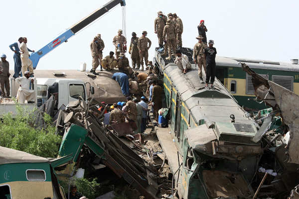 At least 65 killed as passenger trains collide in Pakistan