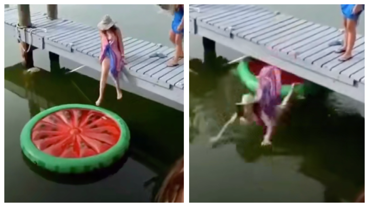 Whoops! This water float is not her friend