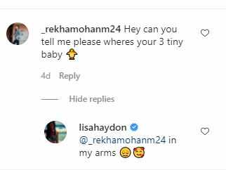 Lisa Haydon's third child