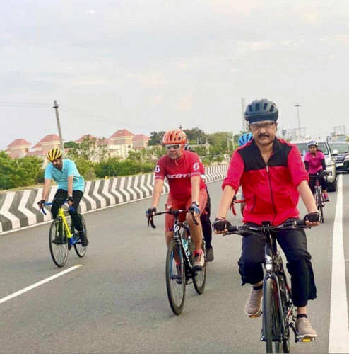 Pics: Stalin's cycle ride on East Coast Road in Chennai