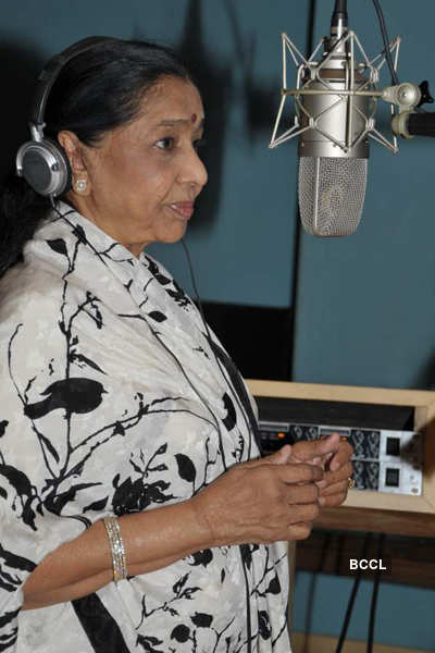 Asha Bhosle at song recording studio