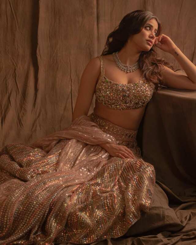 Janhvi Kapoor looks like a dream in this breathtaking sequin lehenga choli, check out the actress' best ethnic looks in photos