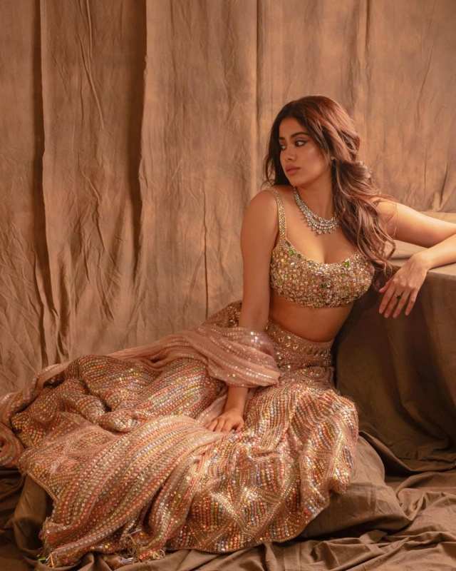 Janhvi Kapoor looks like a dream in this breathtaking sequin lehenga choli, check out the actress' best ethnic looks in photos