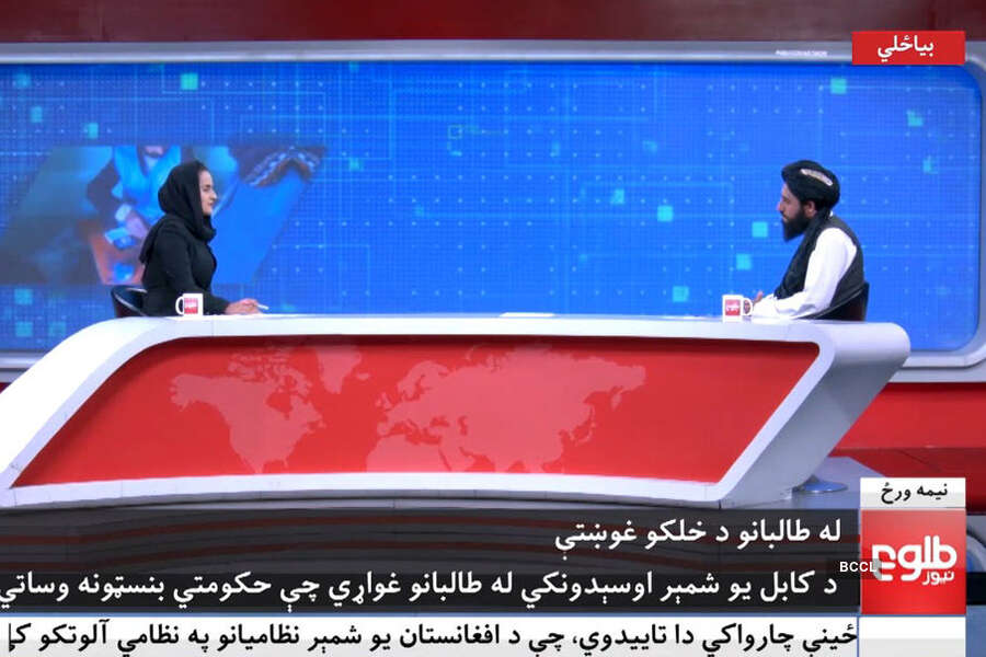 Courageous Afghan female anchor conducts first interview of Taliban leader in TV studio