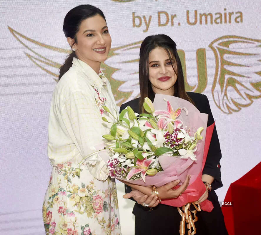 Gauahar Khan attends the launch of a skincare product