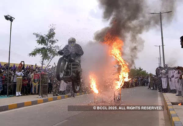 BSF’s bikers perform awe-inspiring stunts