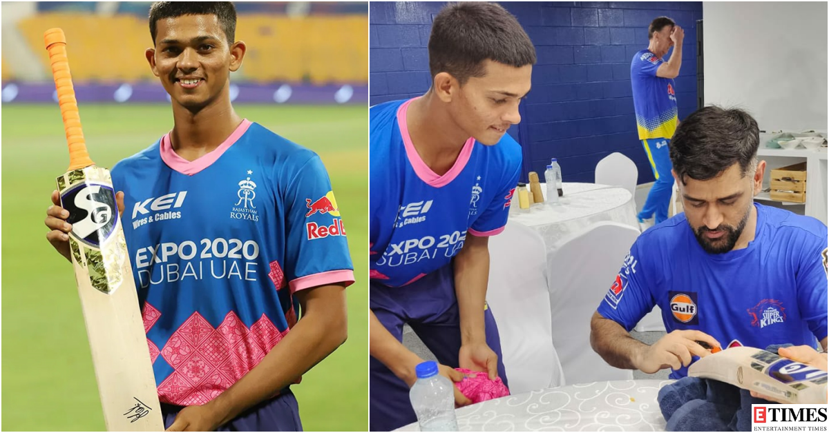 IPL 2021: 'Fanboy' Yashasvi Jaiswal gets his bat autographed by MS Dhoni after RR beat CSK, pictures go viral