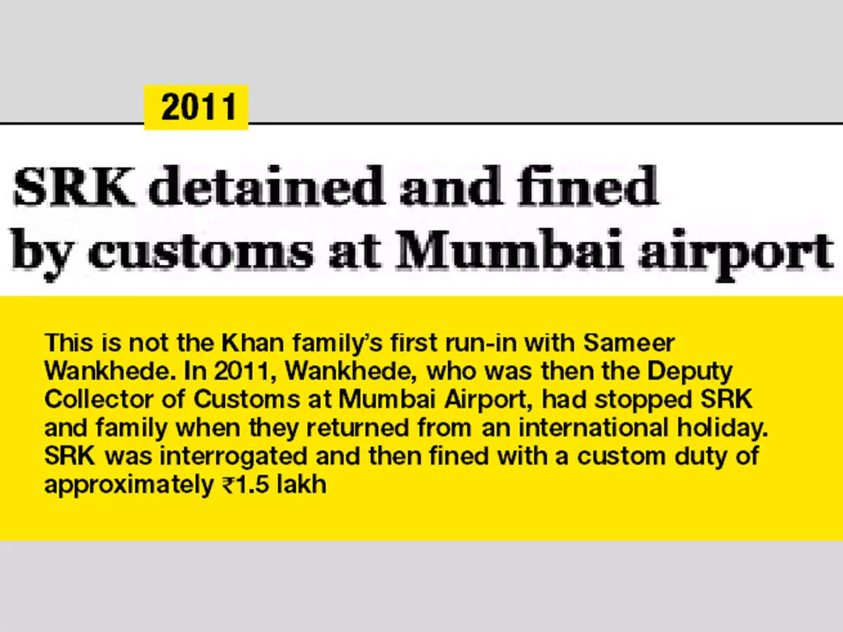 In 2011, Sameer Wankhede, who was then Deputy Collector of Customs at Mumbai Airport, had fined him with a custom duty of approximately Rs 1.5 lakh