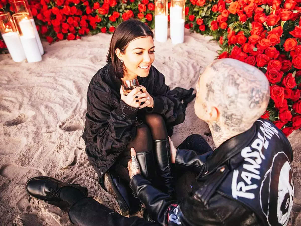 New magical pictures from Kourtney Kardashian and Travis Barker's romantic beachside proposal