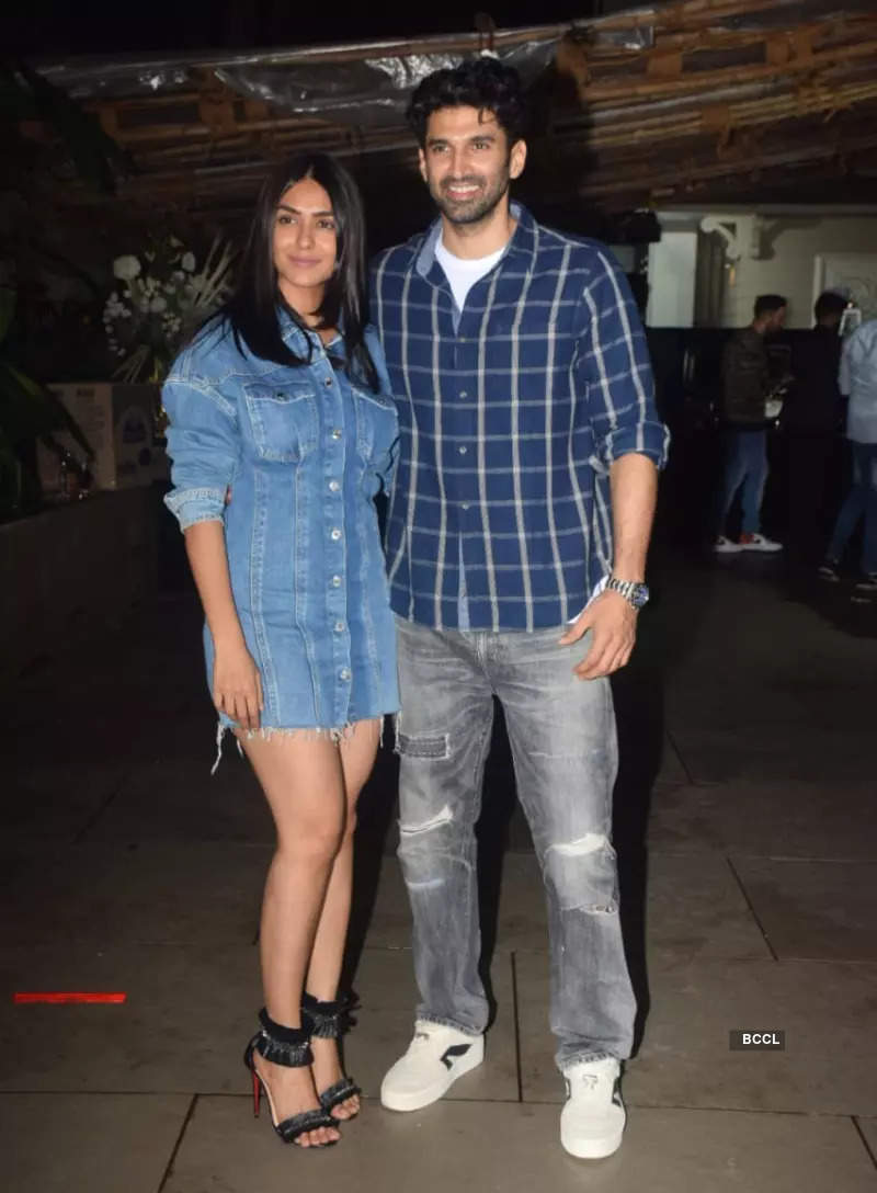 Aditya Roy Kapur and Mrunal Thakur attend a get-together party with 'Thadam' team