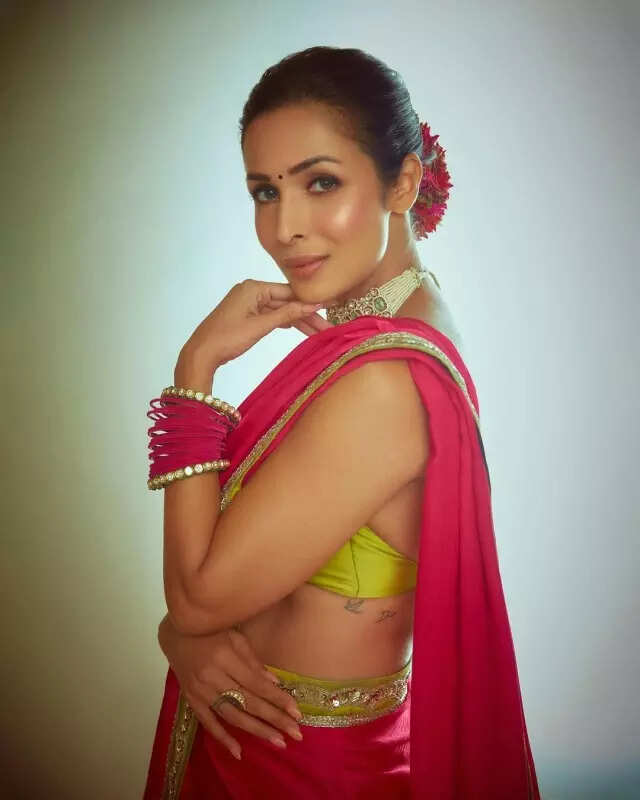 Malaika Arora's ethnic grace in a pink and green saree will steal your heart, see alluring pictures