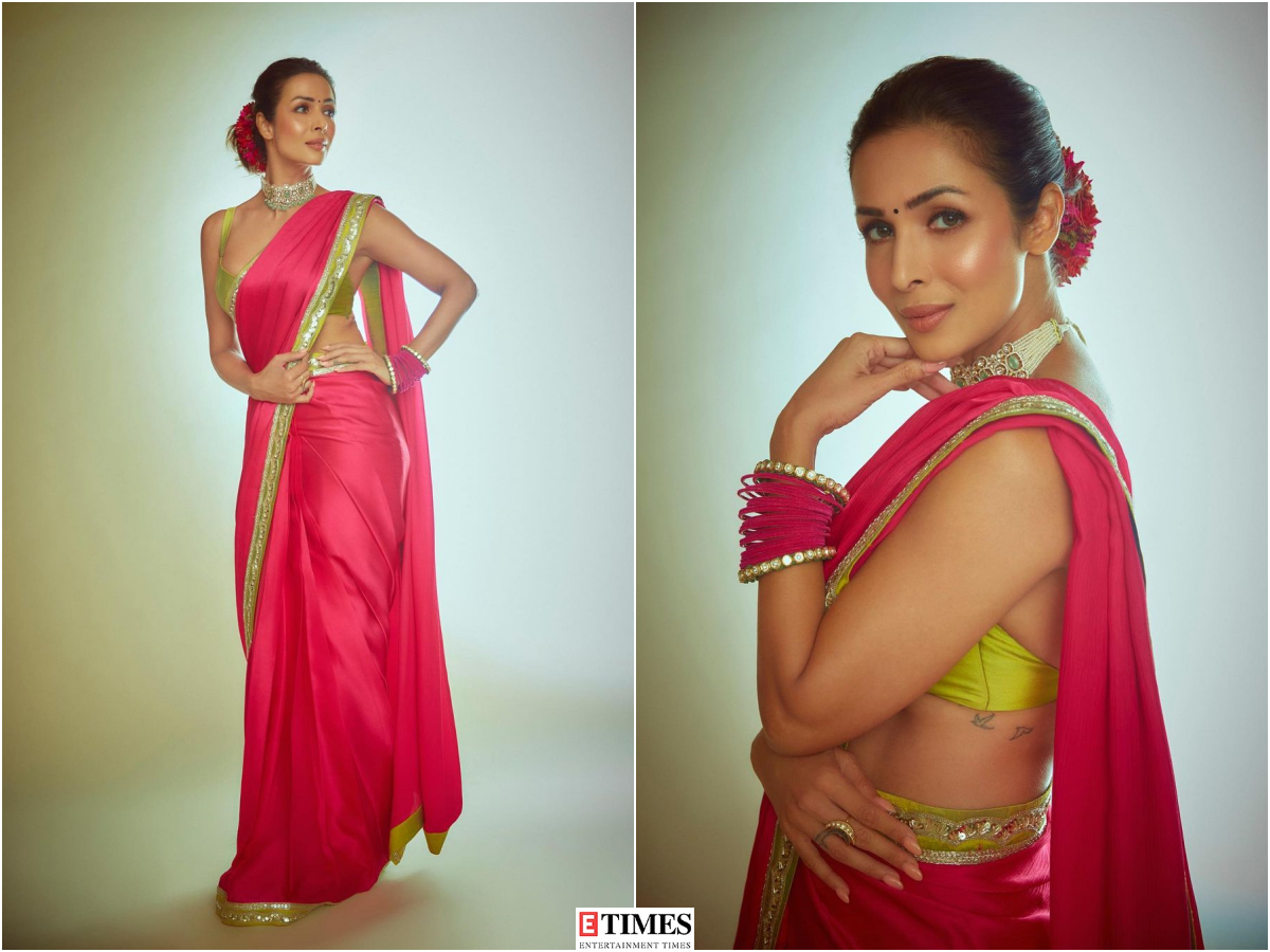 Malaika Arora's ethnic grace in a pink and green saree will steal your heart, see alluring pictures