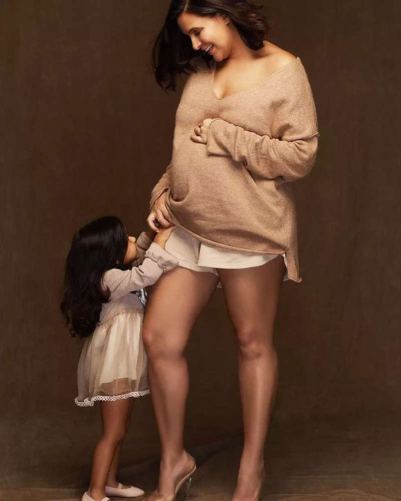 This adorable picture from Neha Dhupia’s maternity photoshoot with little Mehr you just can’t miss