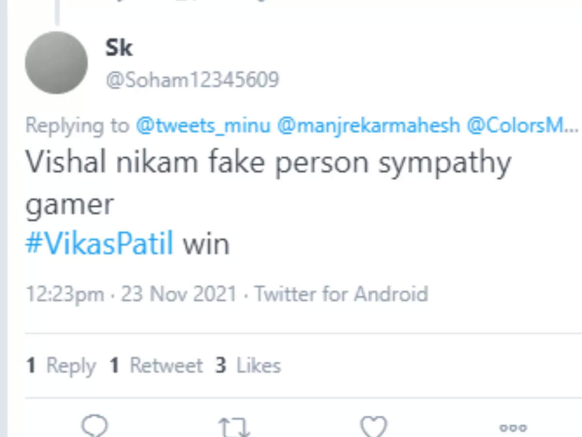​A user calls Vishal 'sympathy gamer'