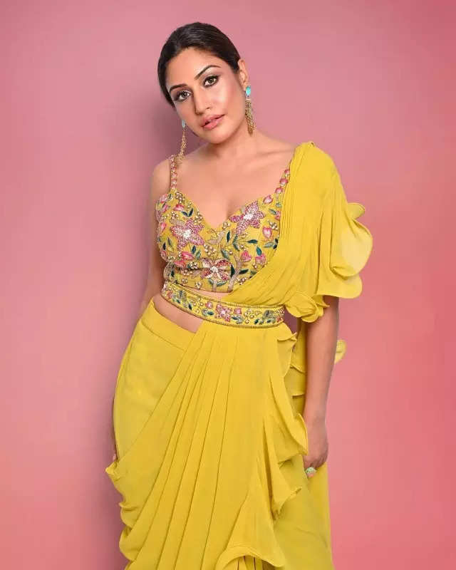 Mellow Yellow! Surbhi Chandna in a ruffled saree sets the tone for a brighter winter, see photos
