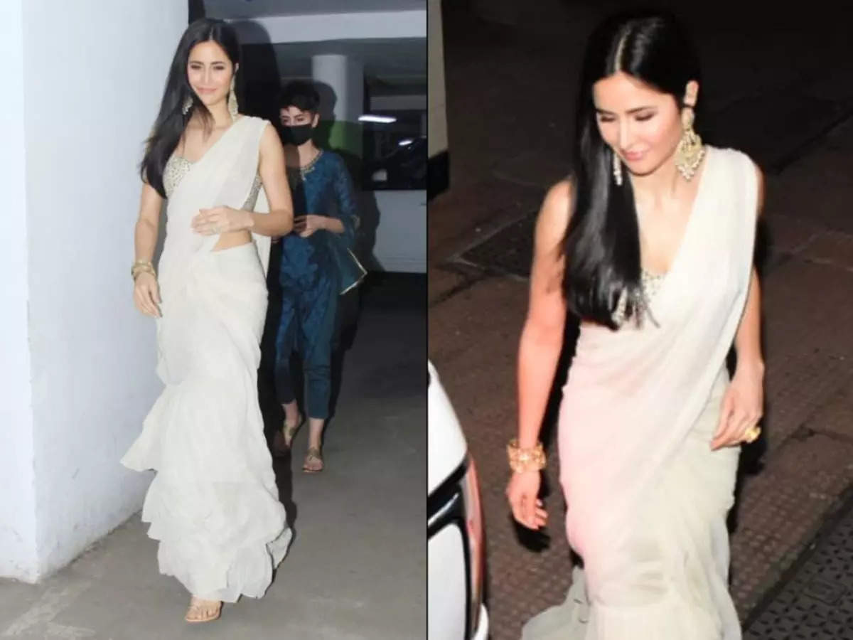 VicKat wedding All about Katrina Kaifs ivory sari for her first pre-wedding function The Times of India photo picture