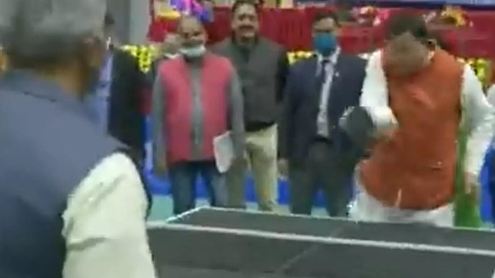 Dehradun Uttarakhand CM Pushkar Singh Dhami enjoys table tennis