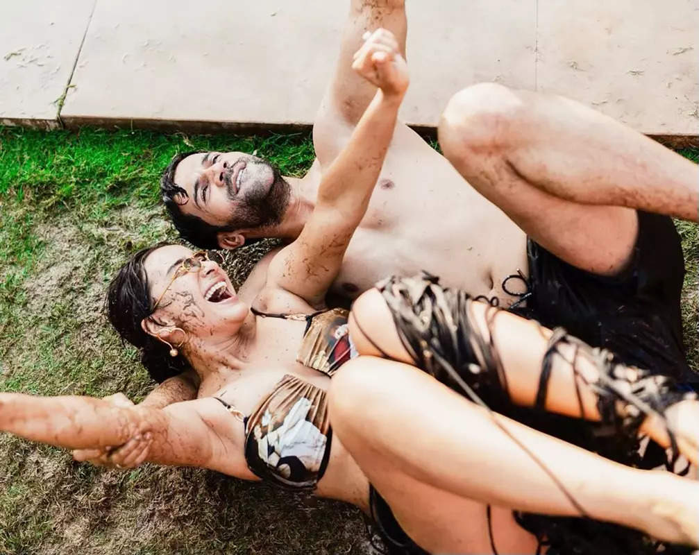 Bikini-clad Patralekhaa enjoys mud bath with hubby Rajkummar Rao in this new goofy picture