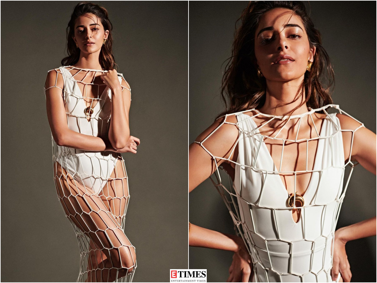 Ananya Panday wows the internet in a white monokini paired with net, see stylish pictures