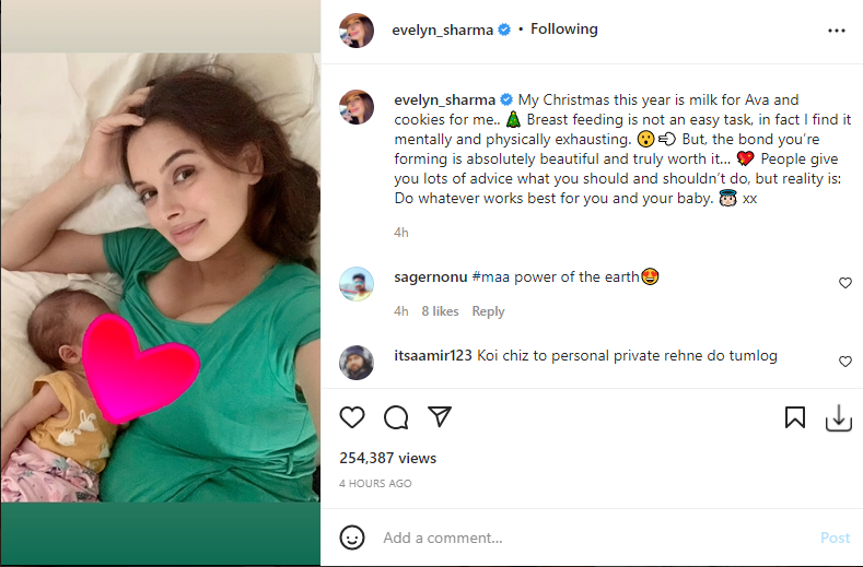 Evelyn Sharma opens up about breastfeeding as she shares a picture with