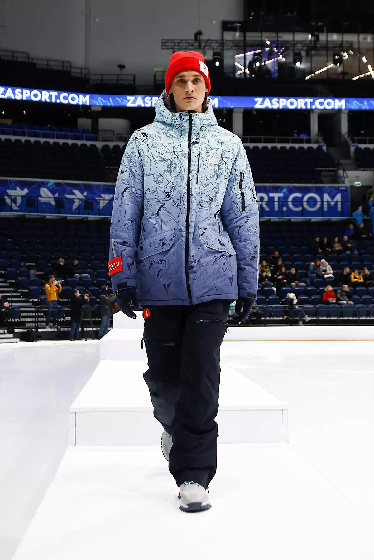 Models showcase uniforms of the Russian Olympics athletes designed by ZASPORT